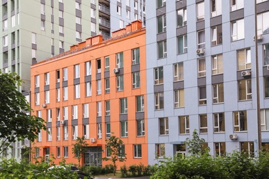 New colorful apartment buildings in modern city