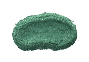 Photo of Spirulina algae powder on white background, top view