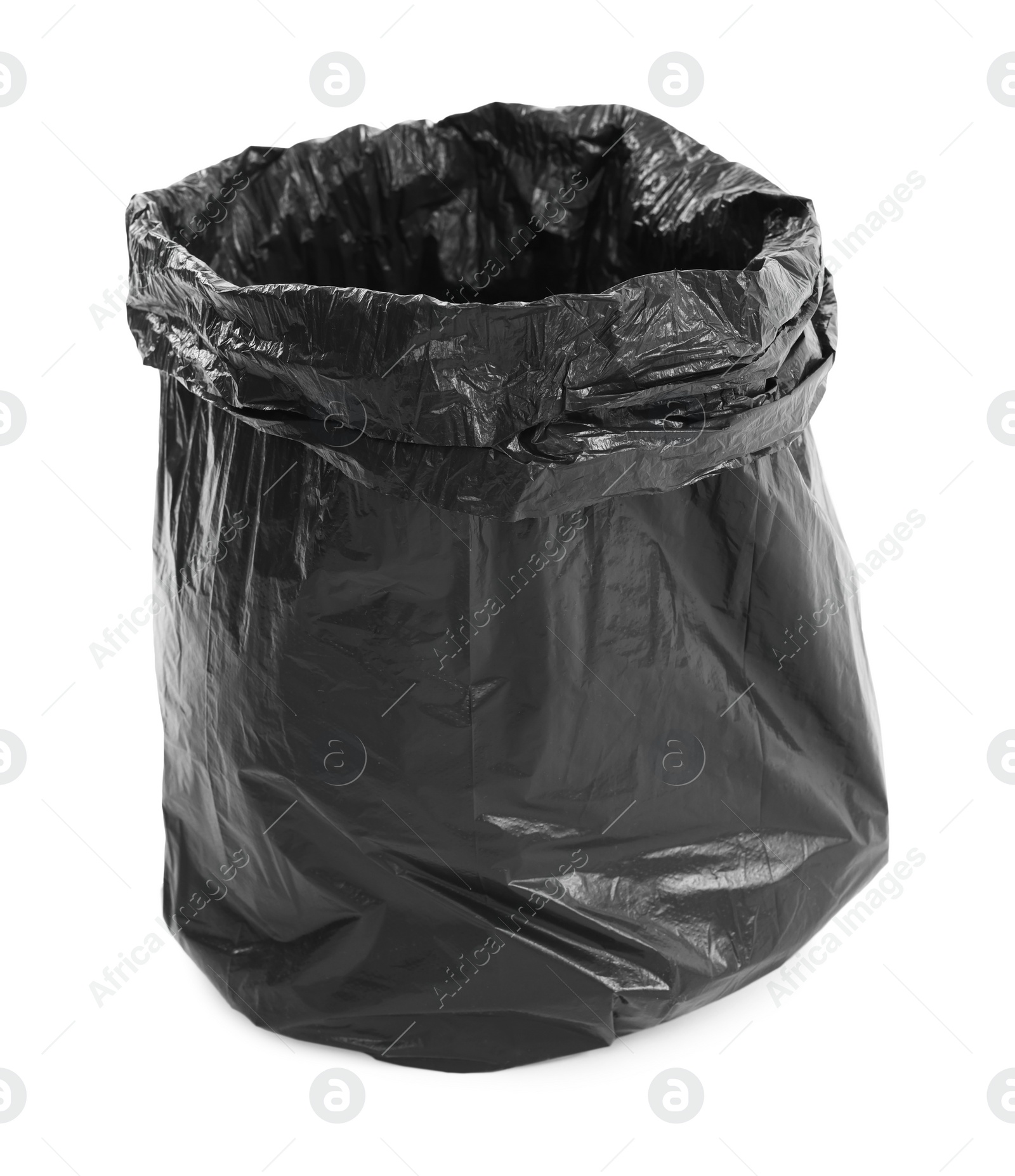 Photo of Black plastic garbage bag isolated on white