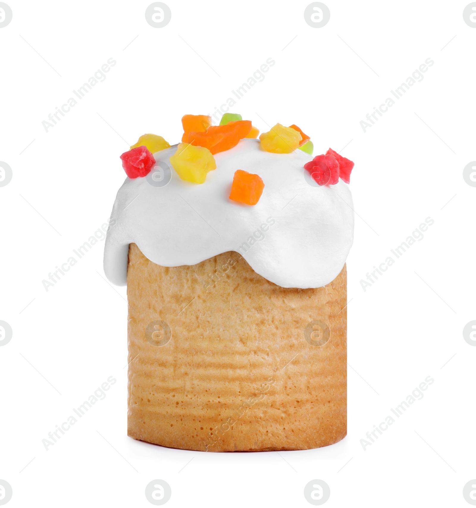 Photo of Traditional decorated Easter cake isolated on white