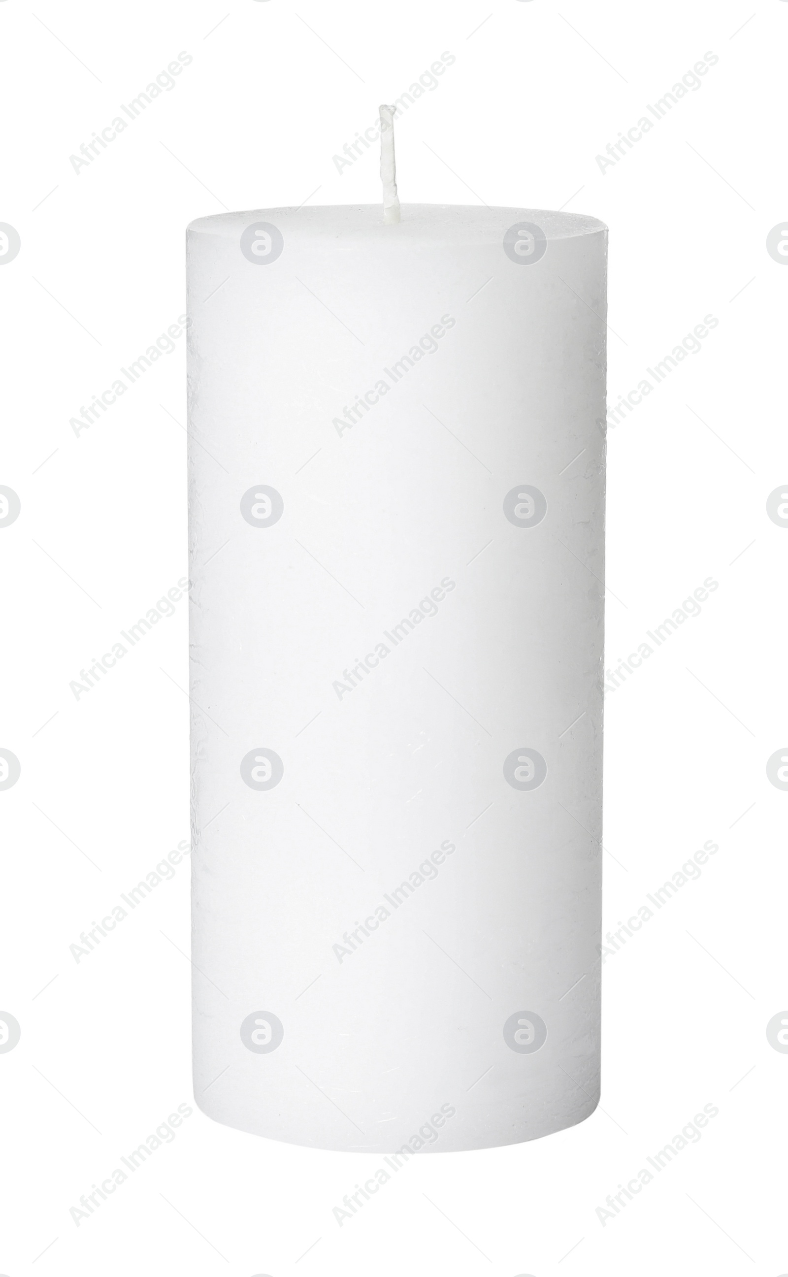 Photo of One scented wax candle on white background