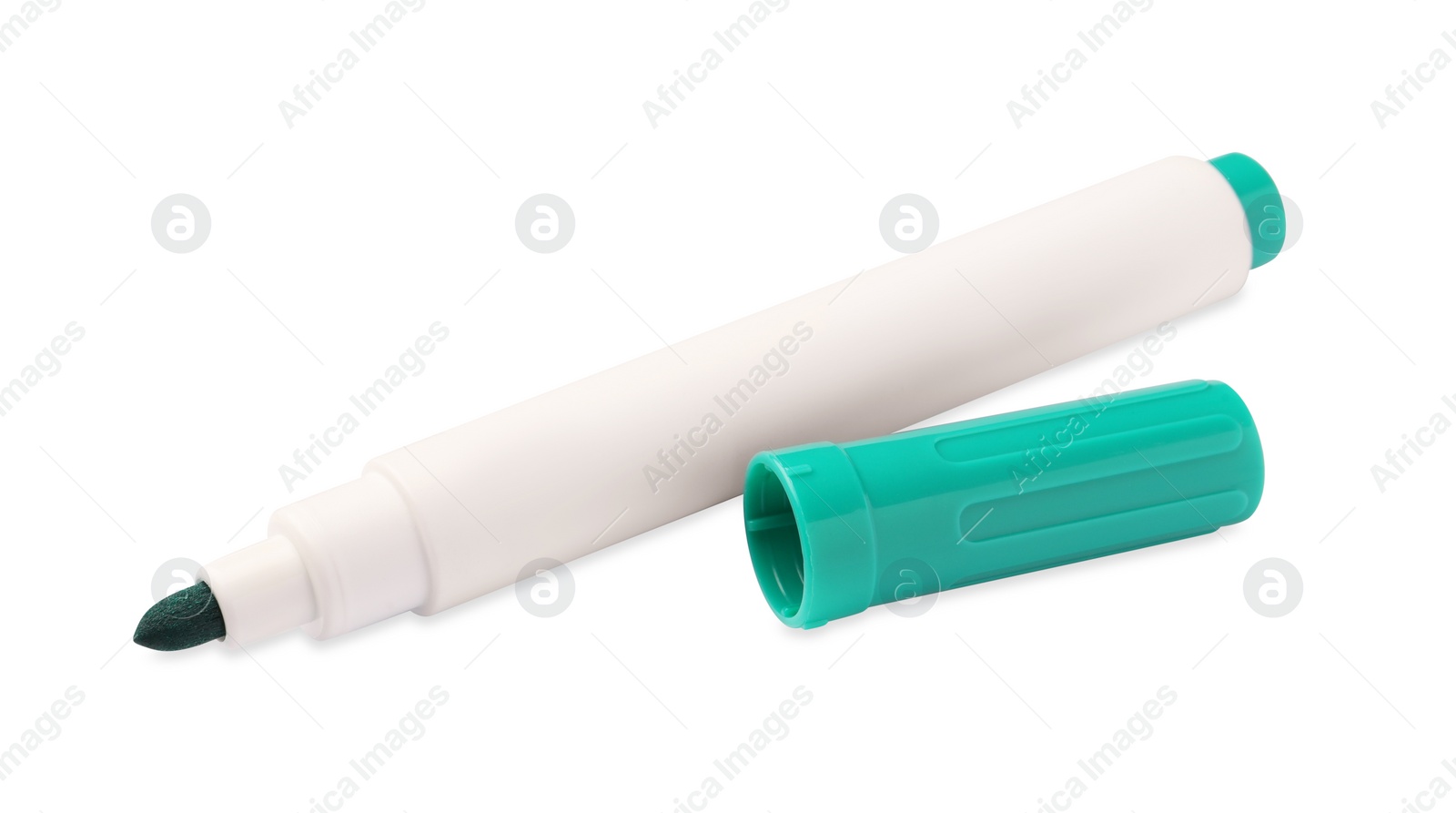 Photo of Bright green marker isolated on white. School stationery