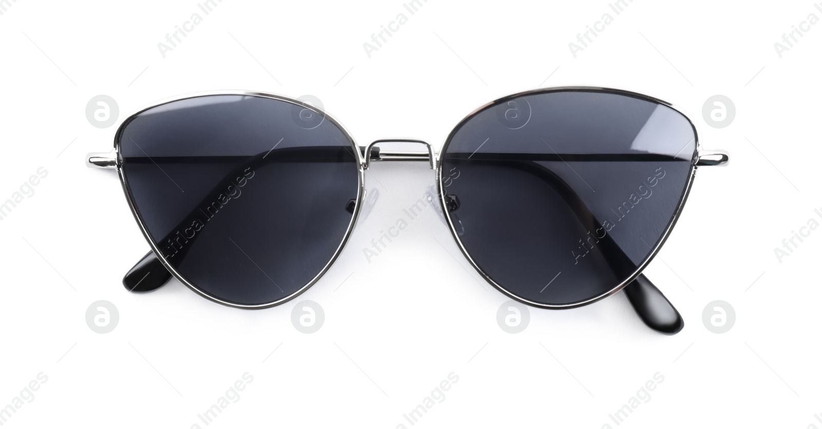 Photo of Stylish sunglasses isolated on white. Beach object