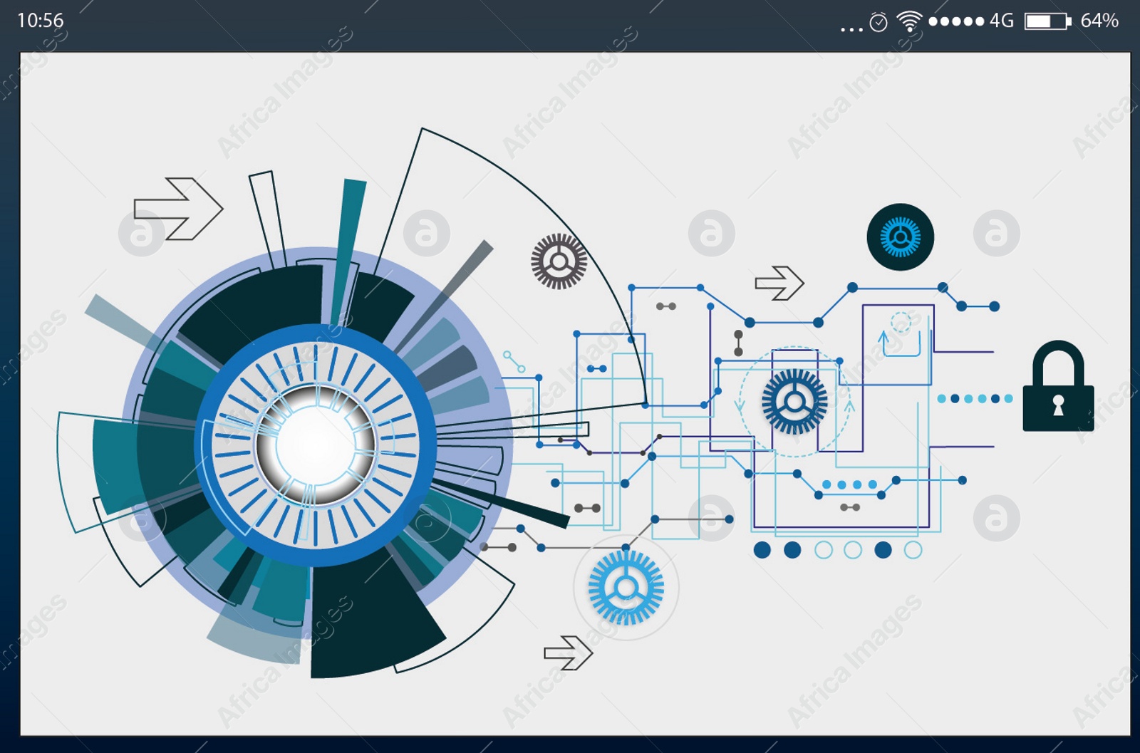 Illustration of Tablet display with design of scheme. Illustration