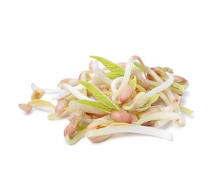 Photo of Heap of mung bean sprouts isolated on white