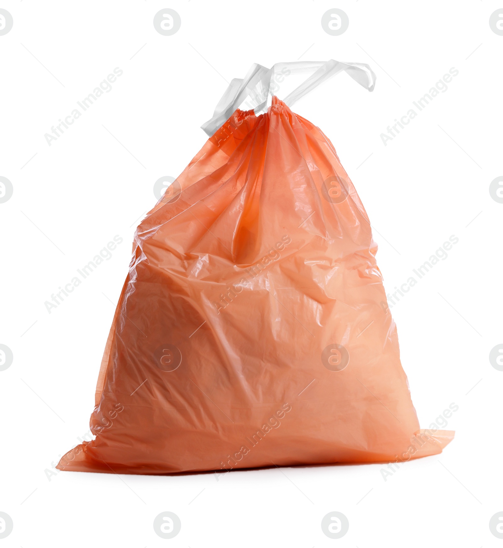 Photo of Trash bag full of garbage isolated on white