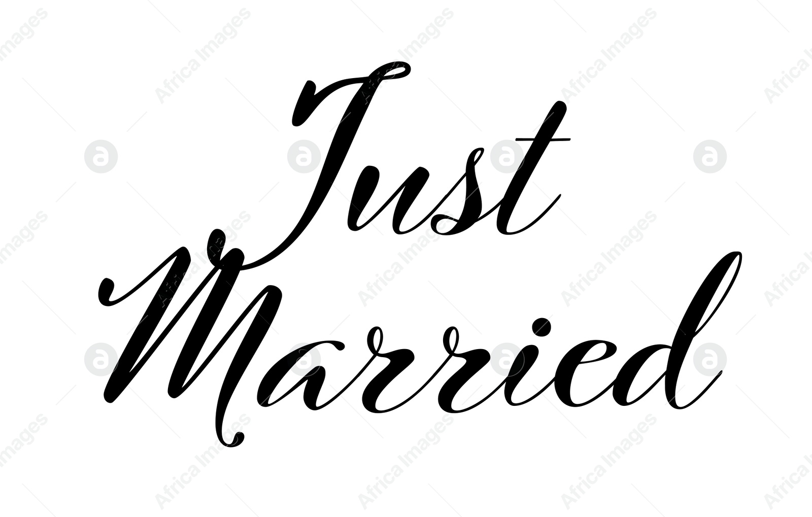 Image of Text Just Married on white background. Wedding day