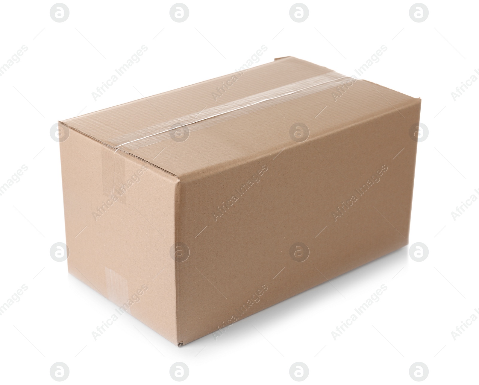 Photo of Cardboard box on white background. Mockup for design