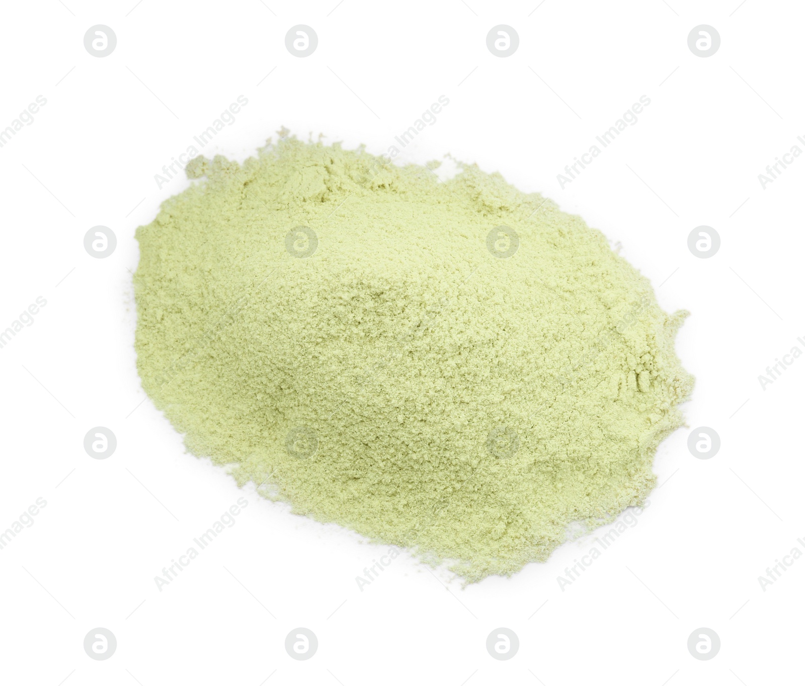 Photo of Pile of dry celery powder isolated on white, top view