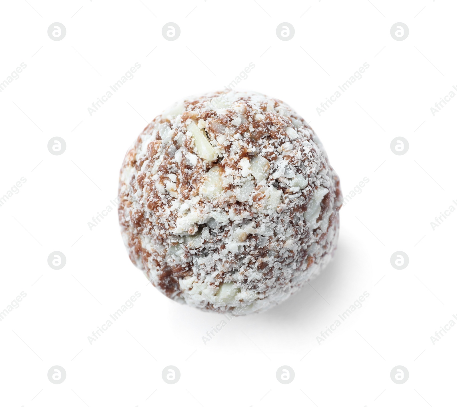 Photo of Delicious chocolate truffle candy isolated on white