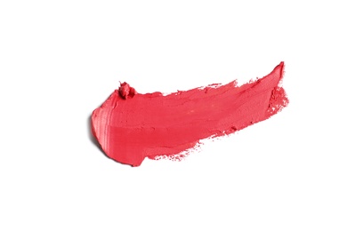 Stroke of lipstick on white background, top view