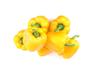 Ripe yellow bell peppers isolated on white