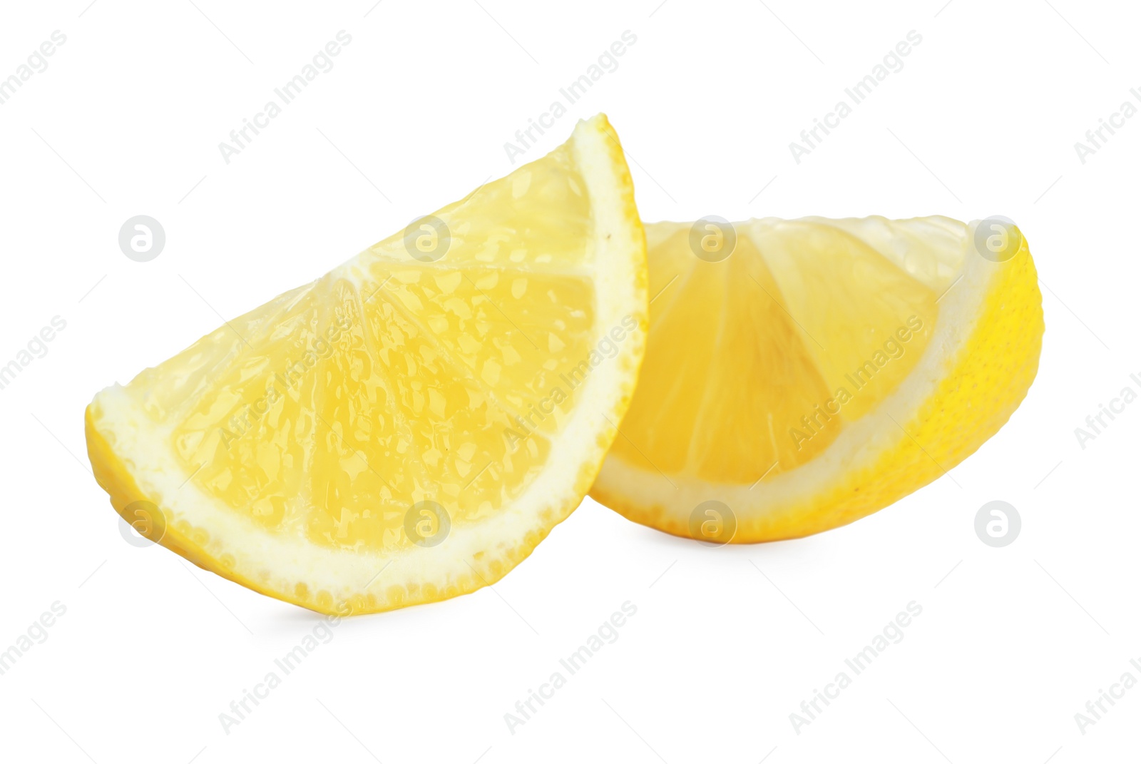 Photo of Pieces of fresh lemon isolated on white