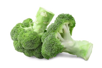 Image of Fresh green broccoli on white background. Edible plant