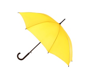 Photo of Beautiful open umbrella on white background