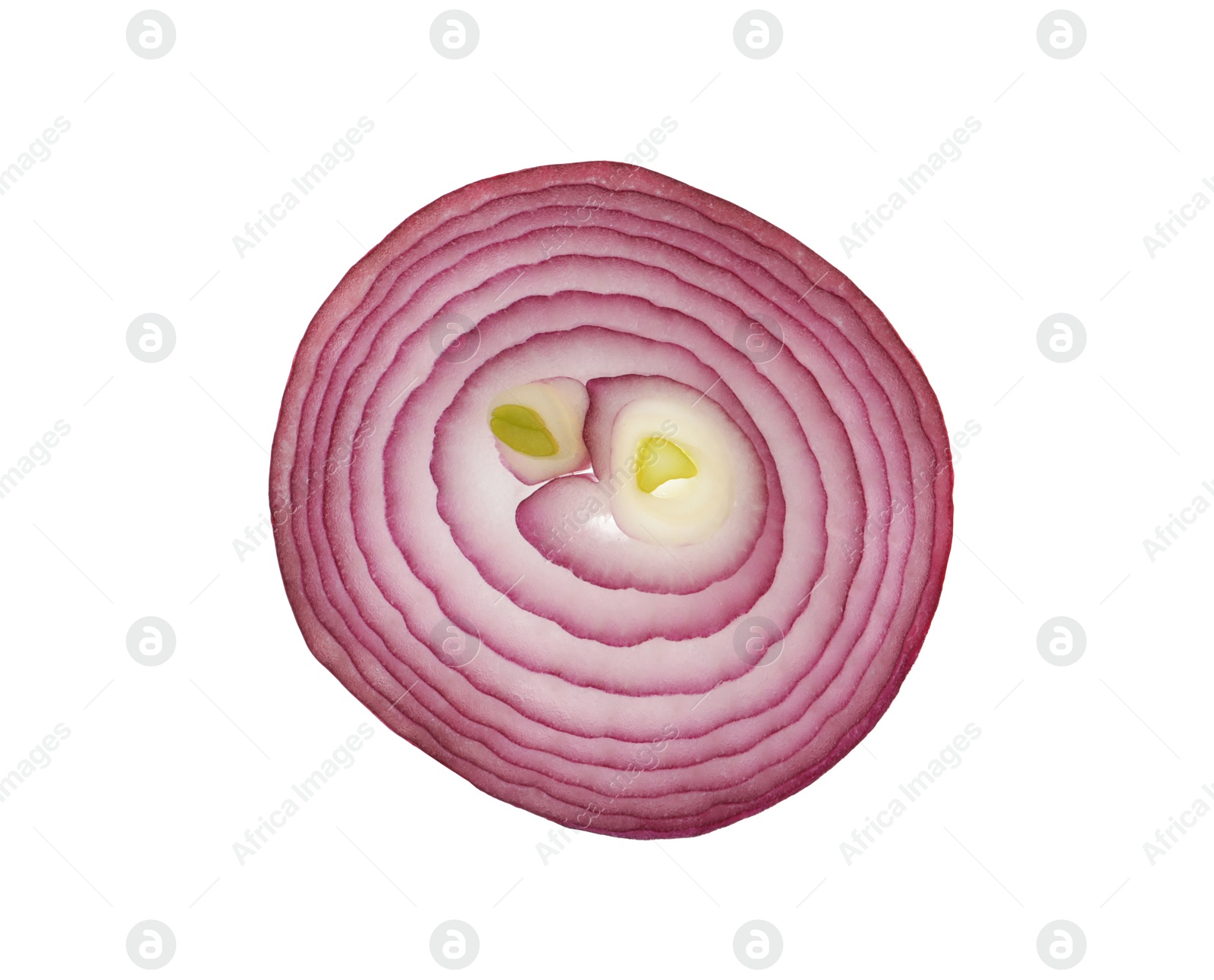 Photo of Slice of raw red onion on white background