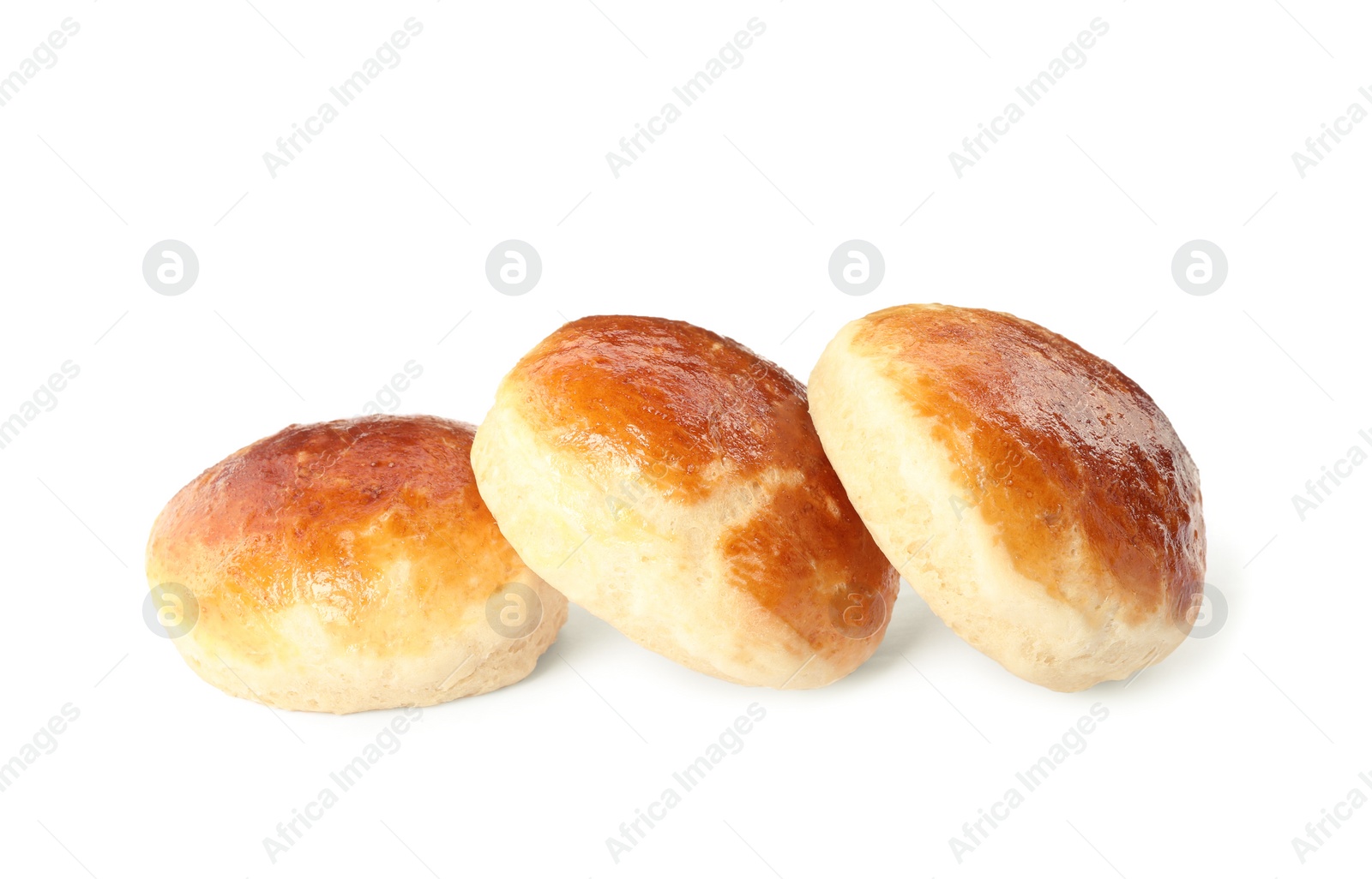 Photo of Freshly baked soda water scones isolated on white