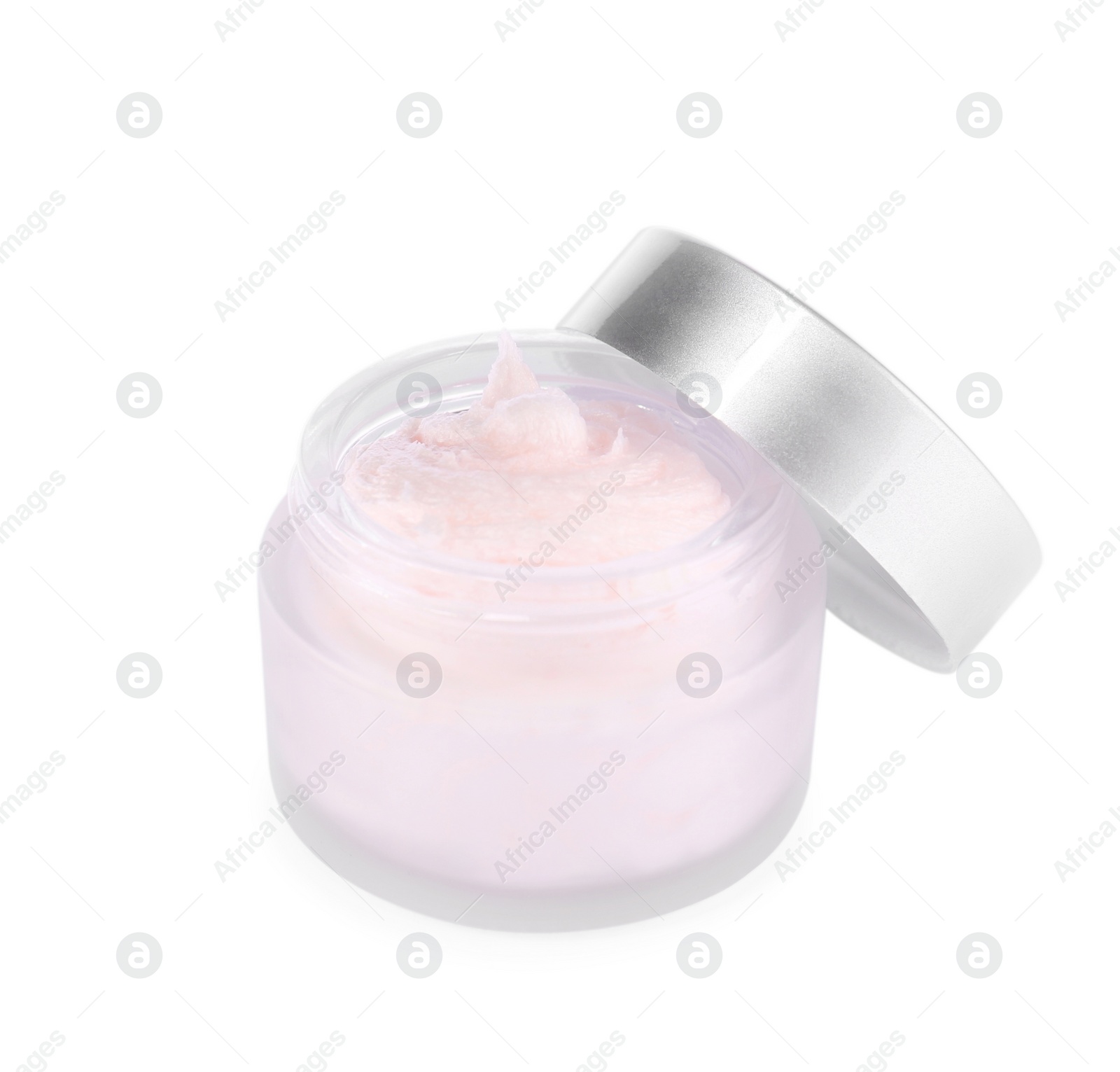 Photo of Jar of natural cream with aloe extract isolated on white