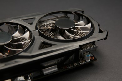 Photo of One graphics card on black background, closeup