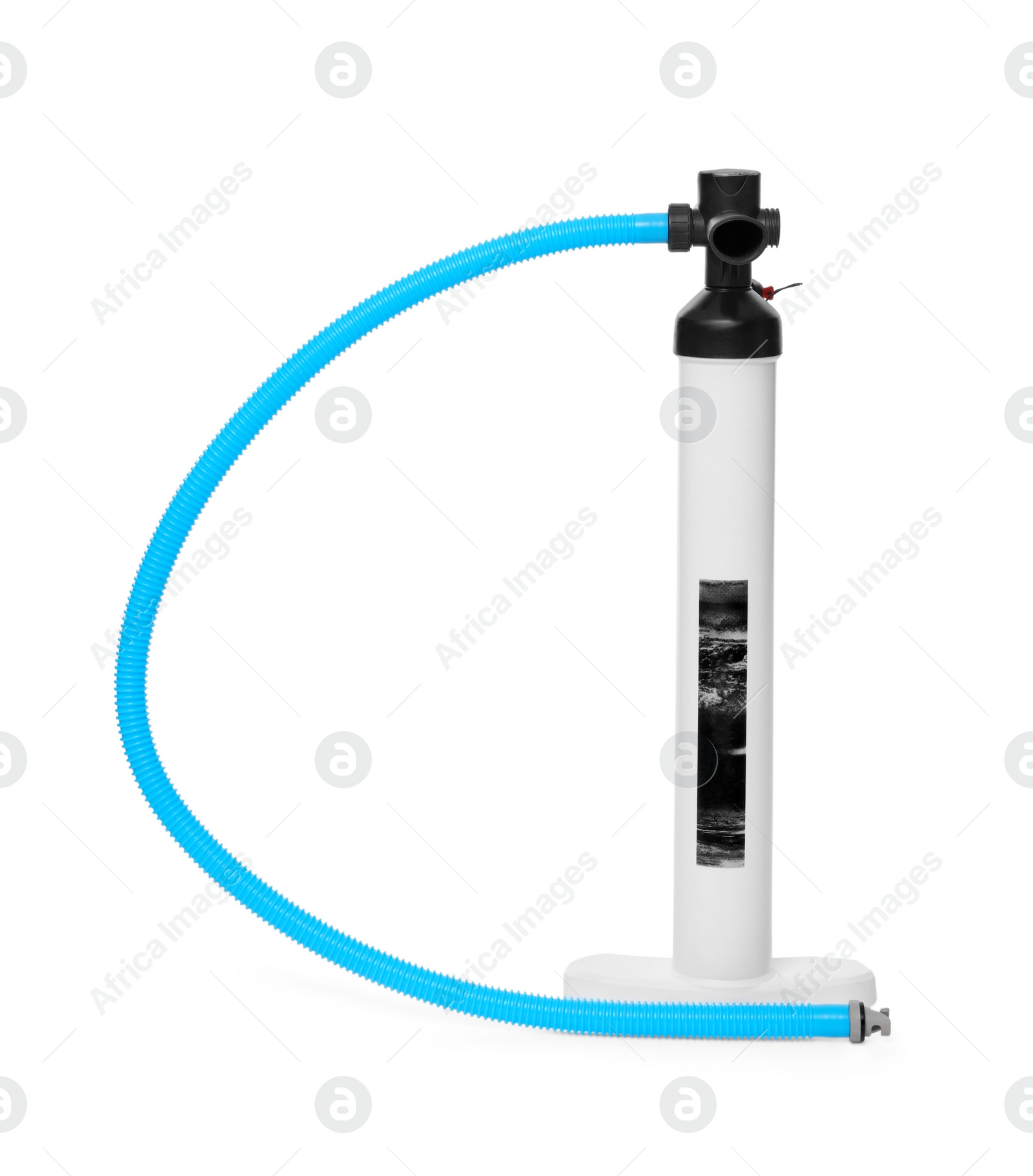 Photo of Hand pump for SUP board isolated on white. Water sport