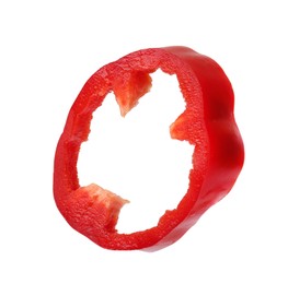 Photo of Slice of red bell pepper isolated on white