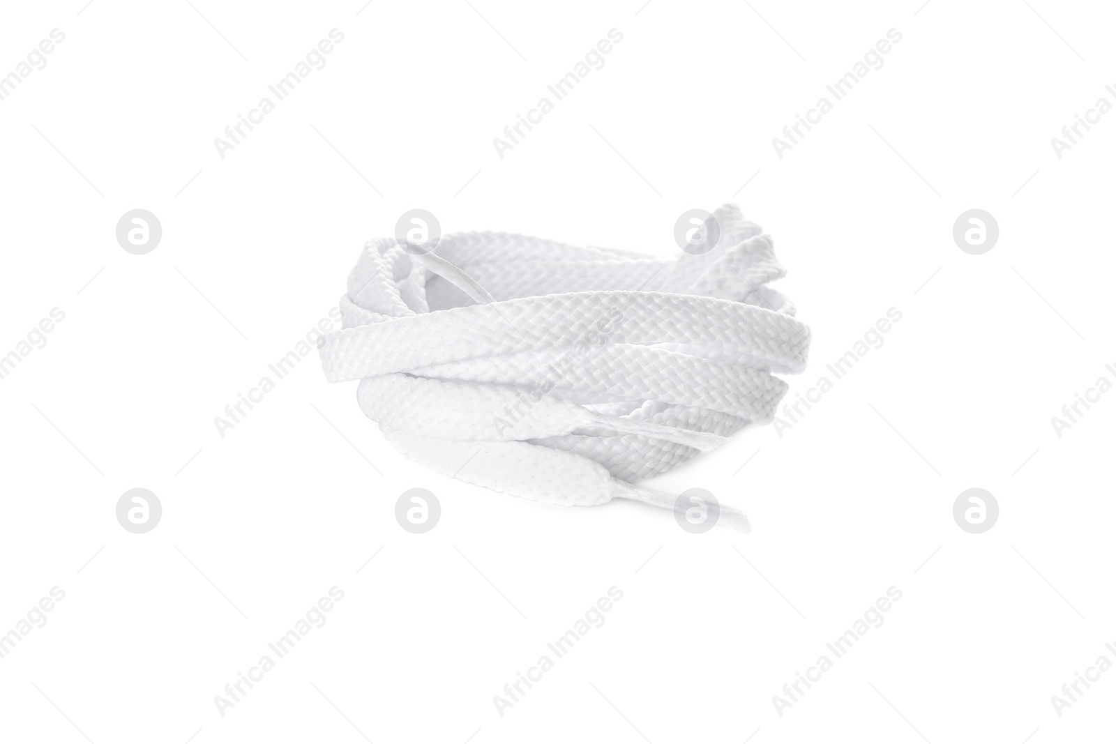 Photo of New shoe lace isolated on white. Stylish accessory