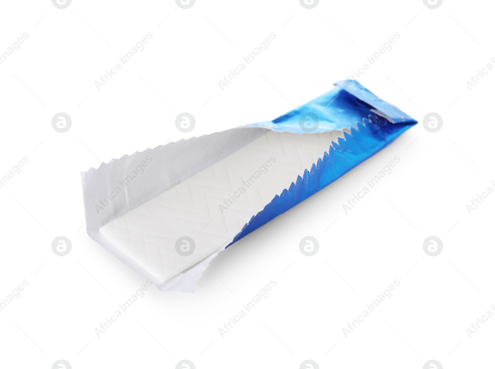 Photo of Unwrapped stick of tasty chewing gum isolated on white