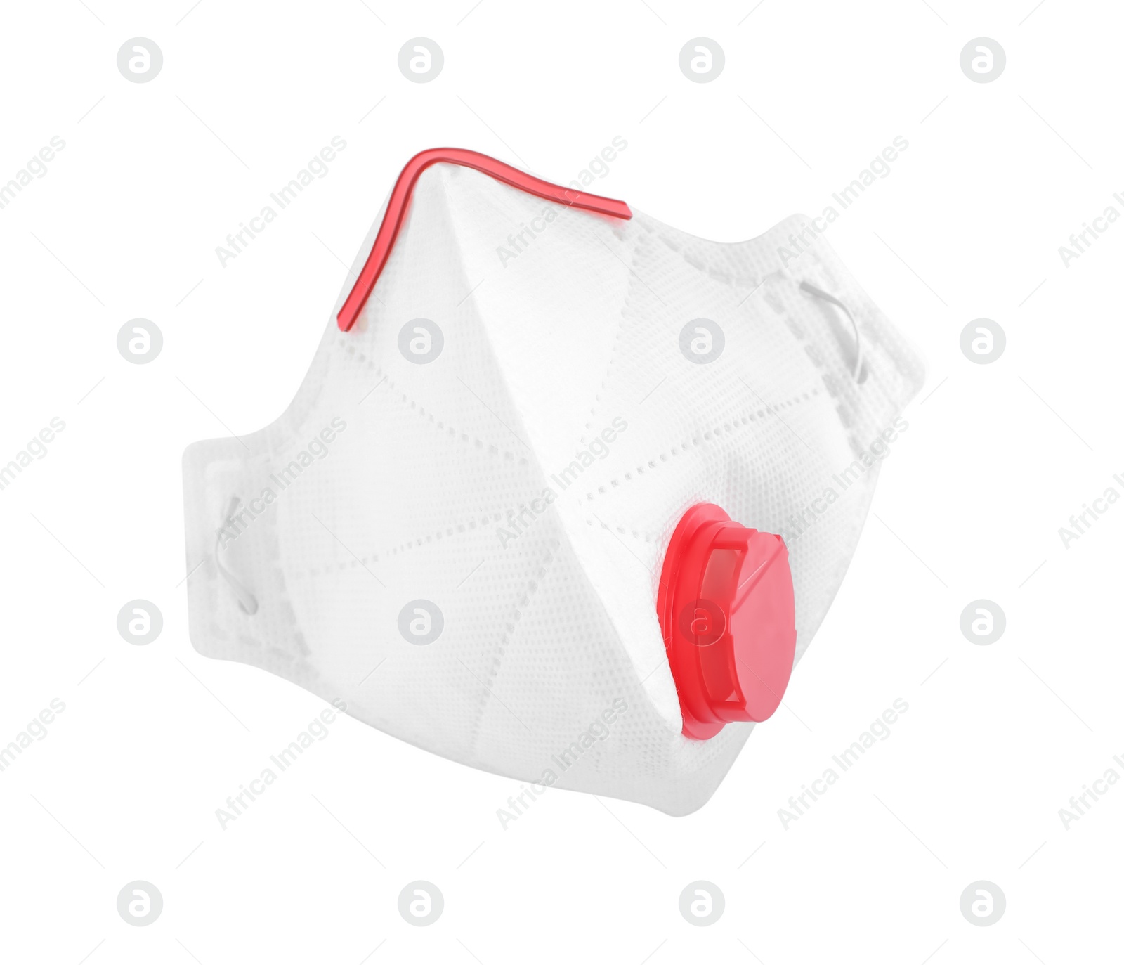 Photo of Respirator mask isolated on white, top view. Safety equipment