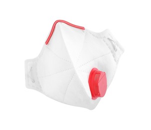 Respirator mask isolated on white, top view. Safety equipment