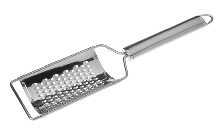 Photo of One metal grater for cheese isolated on white