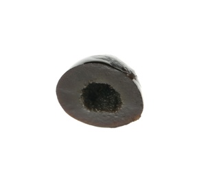 Photo of Slice of black olive on white background