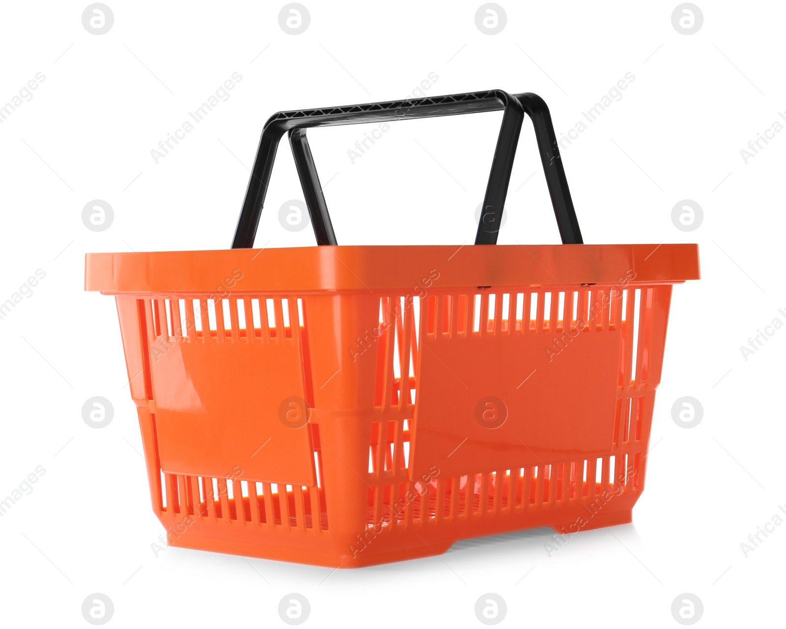 Photo of Color plastic shopping basket isolated on white