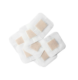 Photo of Medical sticking plasters isolated on white. First aid item
