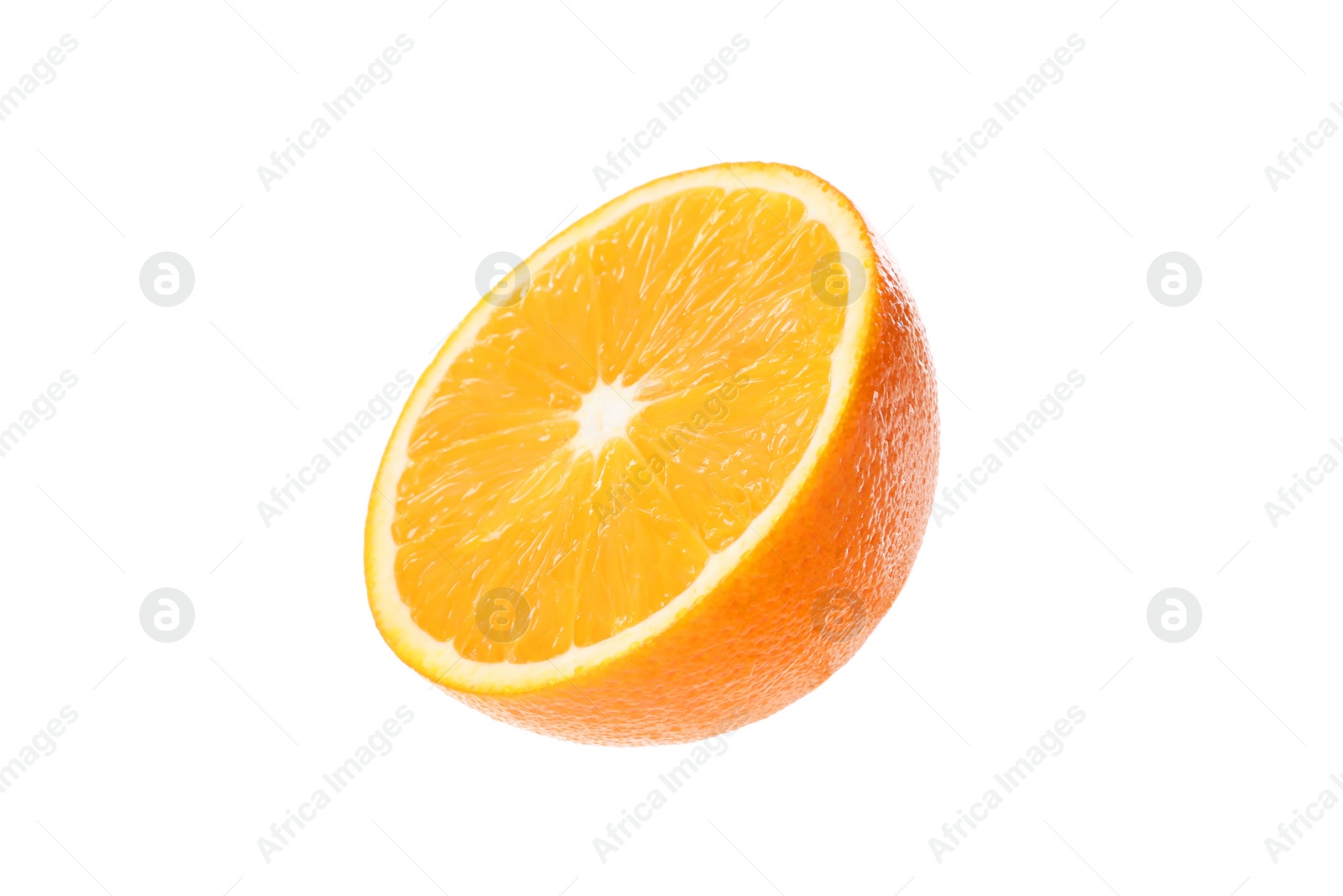 Photo of Half of fresh ripe orange isolated on white