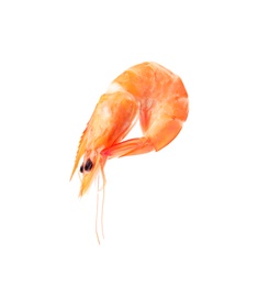 Photo of Delicious cooked whole shrimp on white background