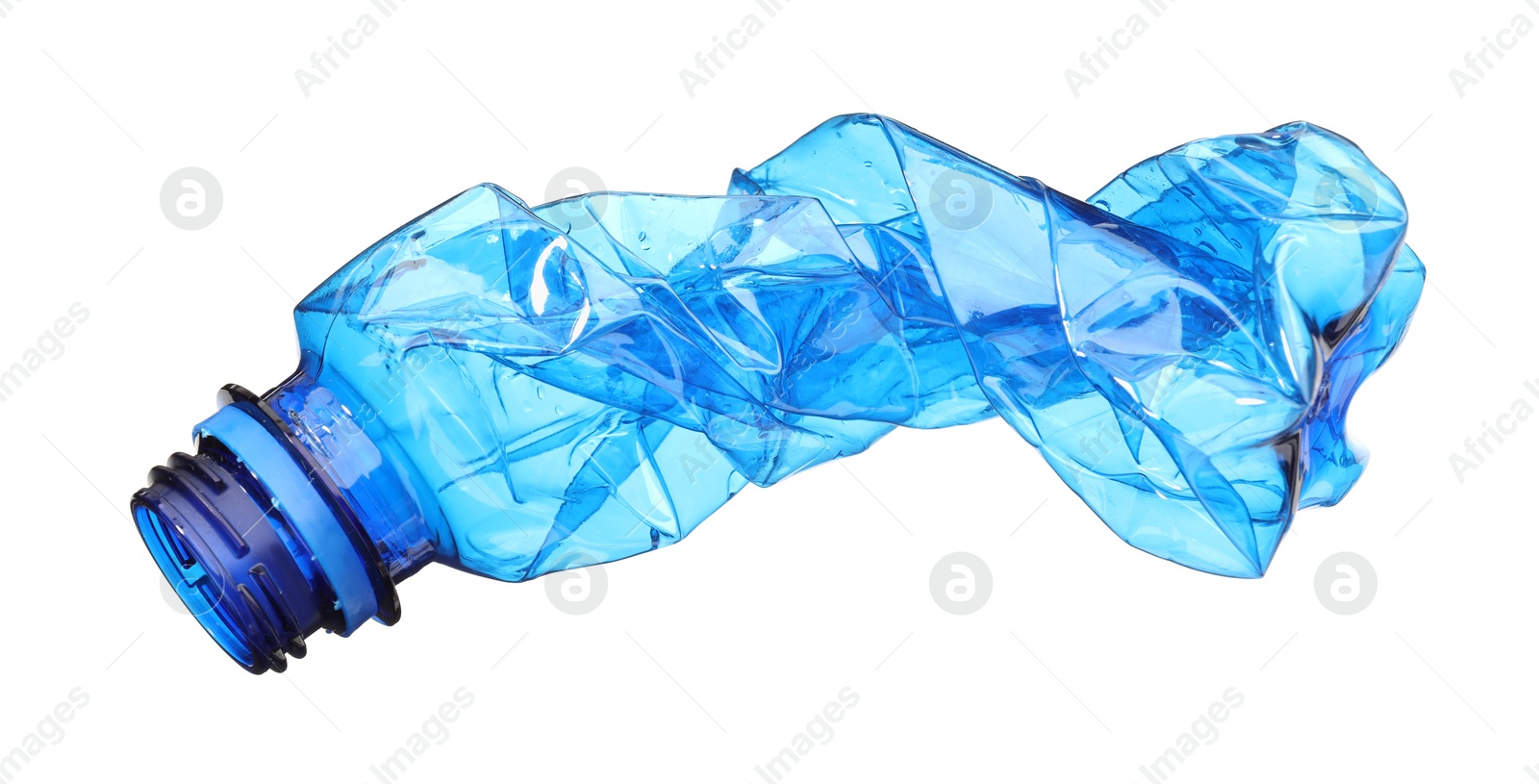 Photo of Crumpled disposable plastic bottle isolated on white