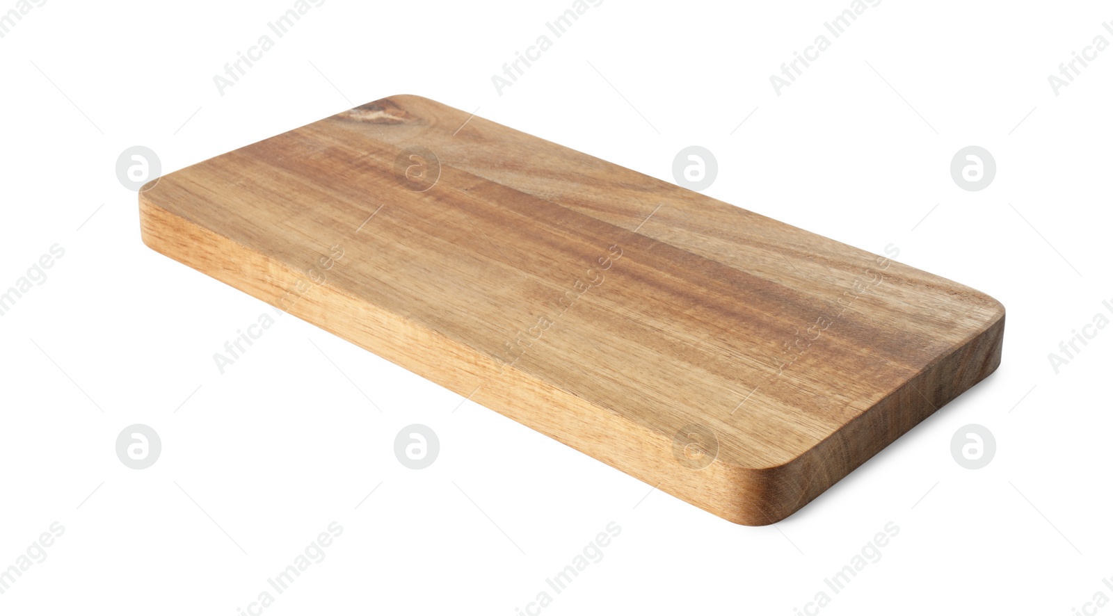 Photo of One wooden cutting board isolated on white