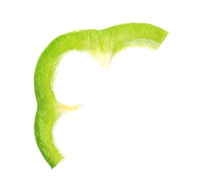 Slice of ripe bell pepper on white background