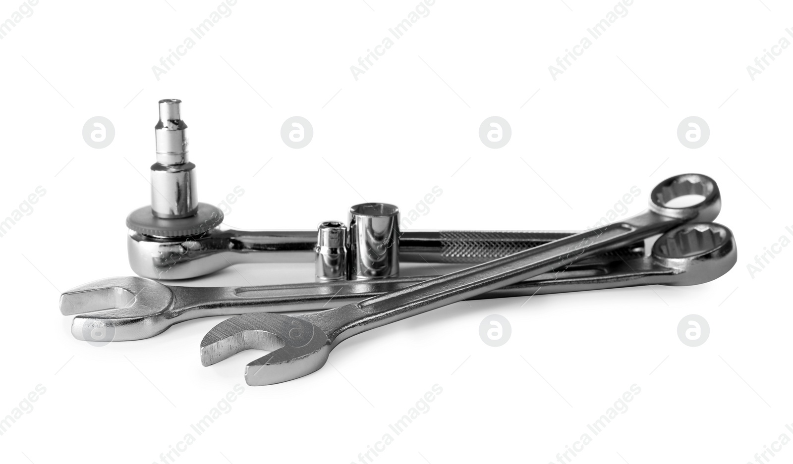 Photo of Modern auto mechanic's tools isolated on white