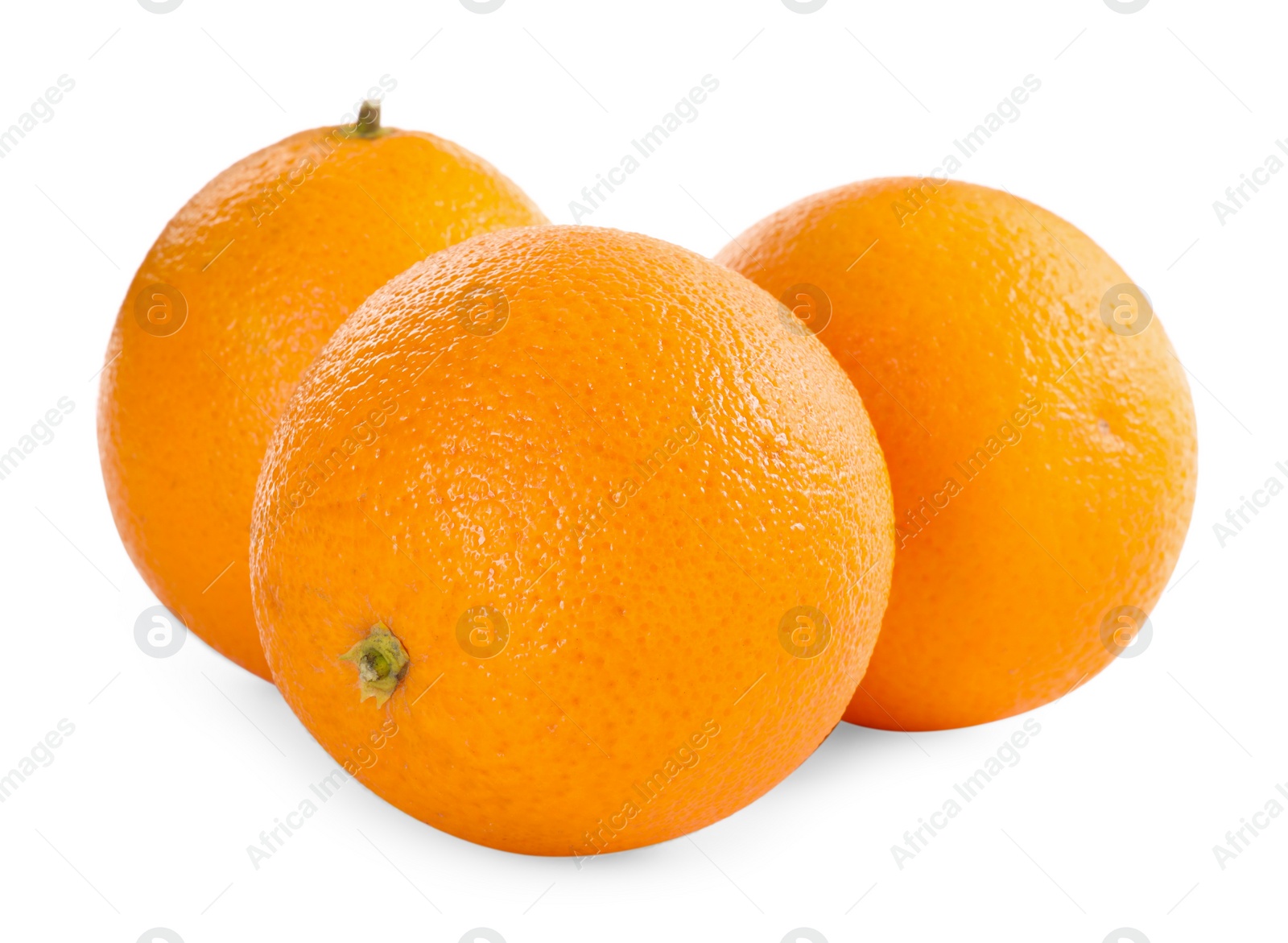 Photo of Three fresh ripe oranges isolated on white