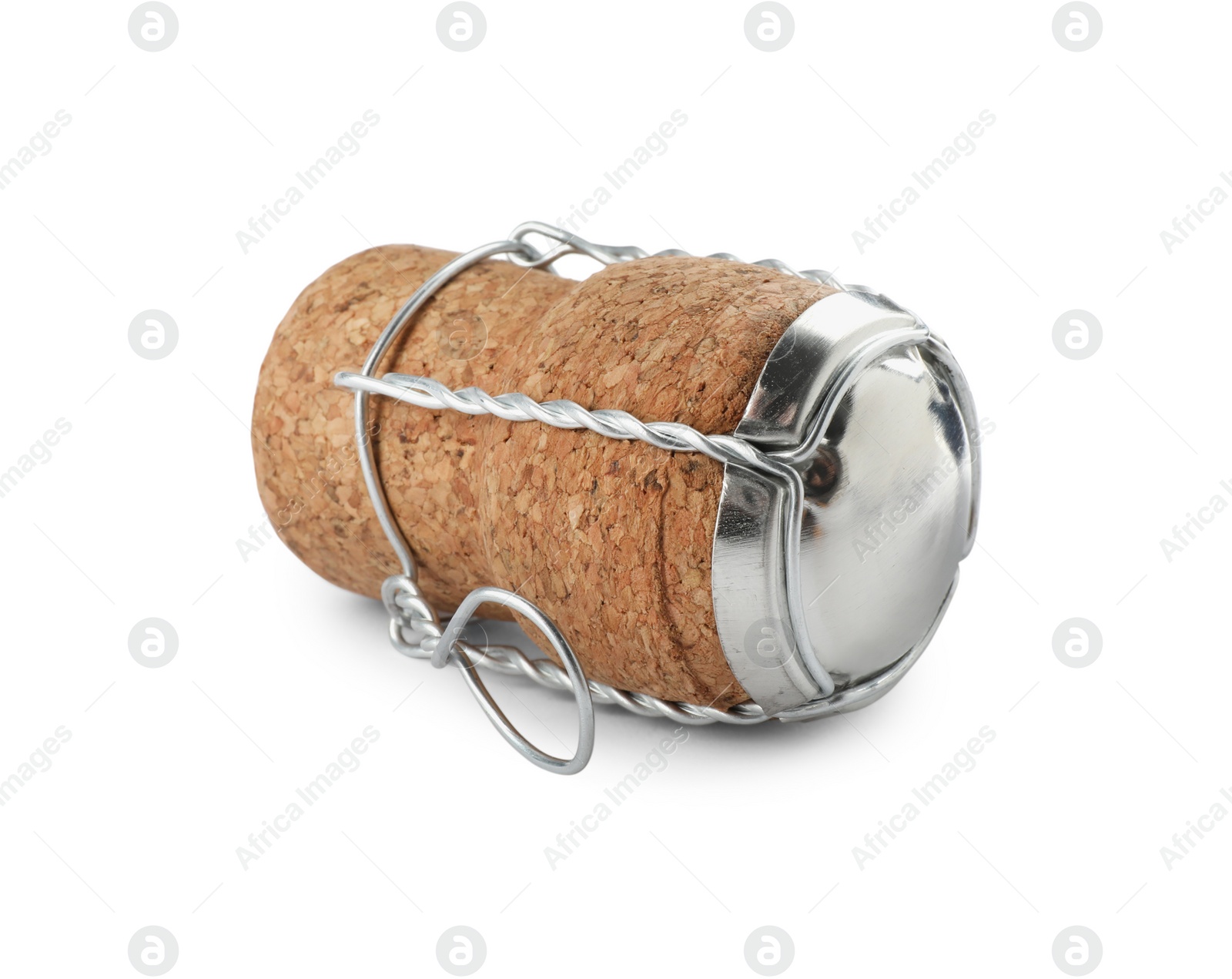 Photo of Sparkling wine cork with muselet cap isolated on white