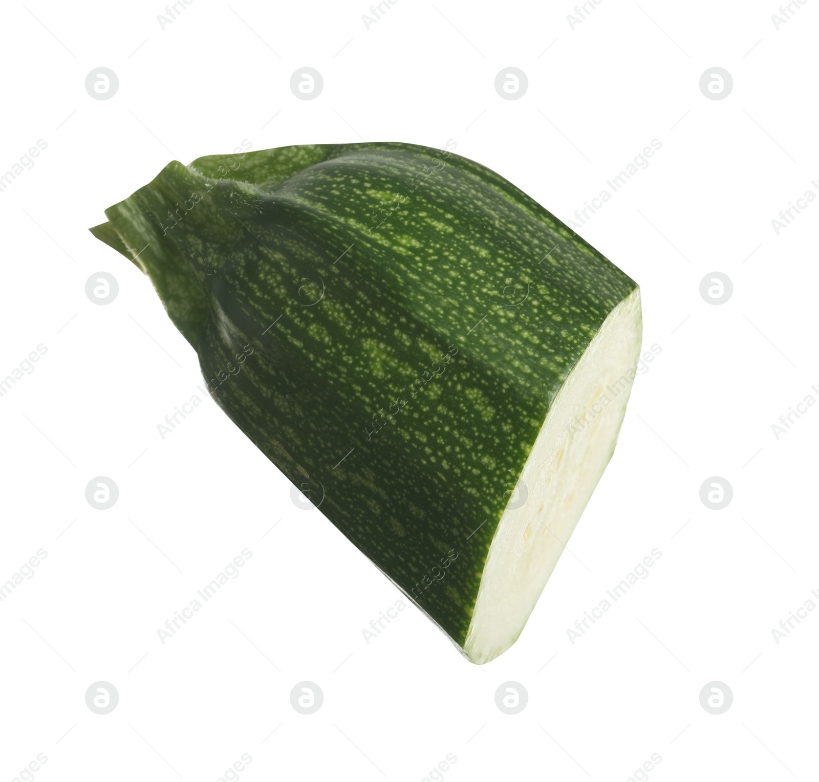 Photo of Piece of green ripe zucchini isolated on white