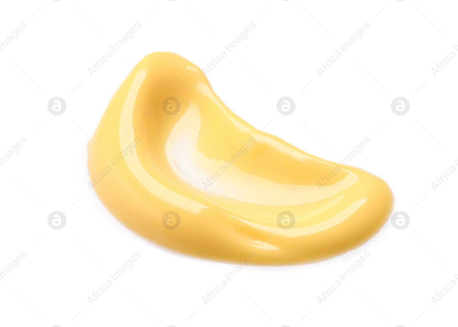 Photo of Smear of delicious melted cheese isolated on white