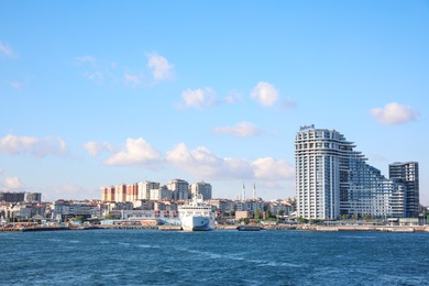 Photo of ISTANBUL, TURKEY - AUGUST 11, 2019: City landscape from Bosphorus on sunny day