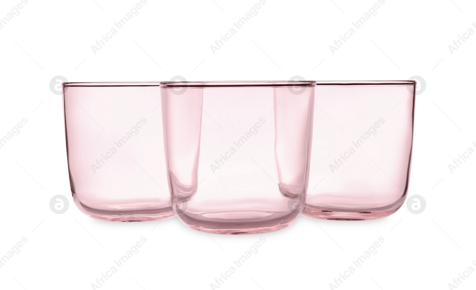 Photo of Elegant clean empty glasses on white background