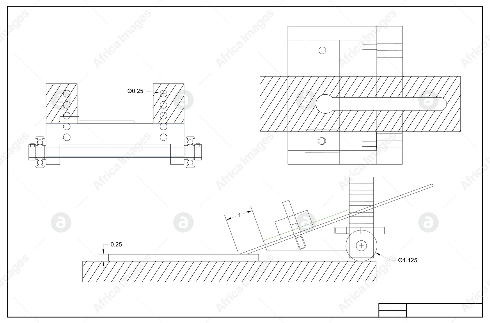 Illustration of Mechanical engineering drawing as background. Technical plan  