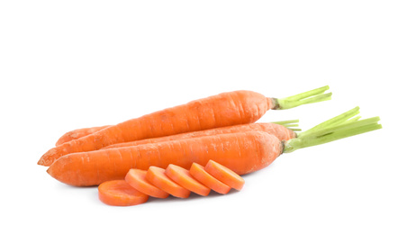 Photo of Fresh ripe juicy carrots isolated on white