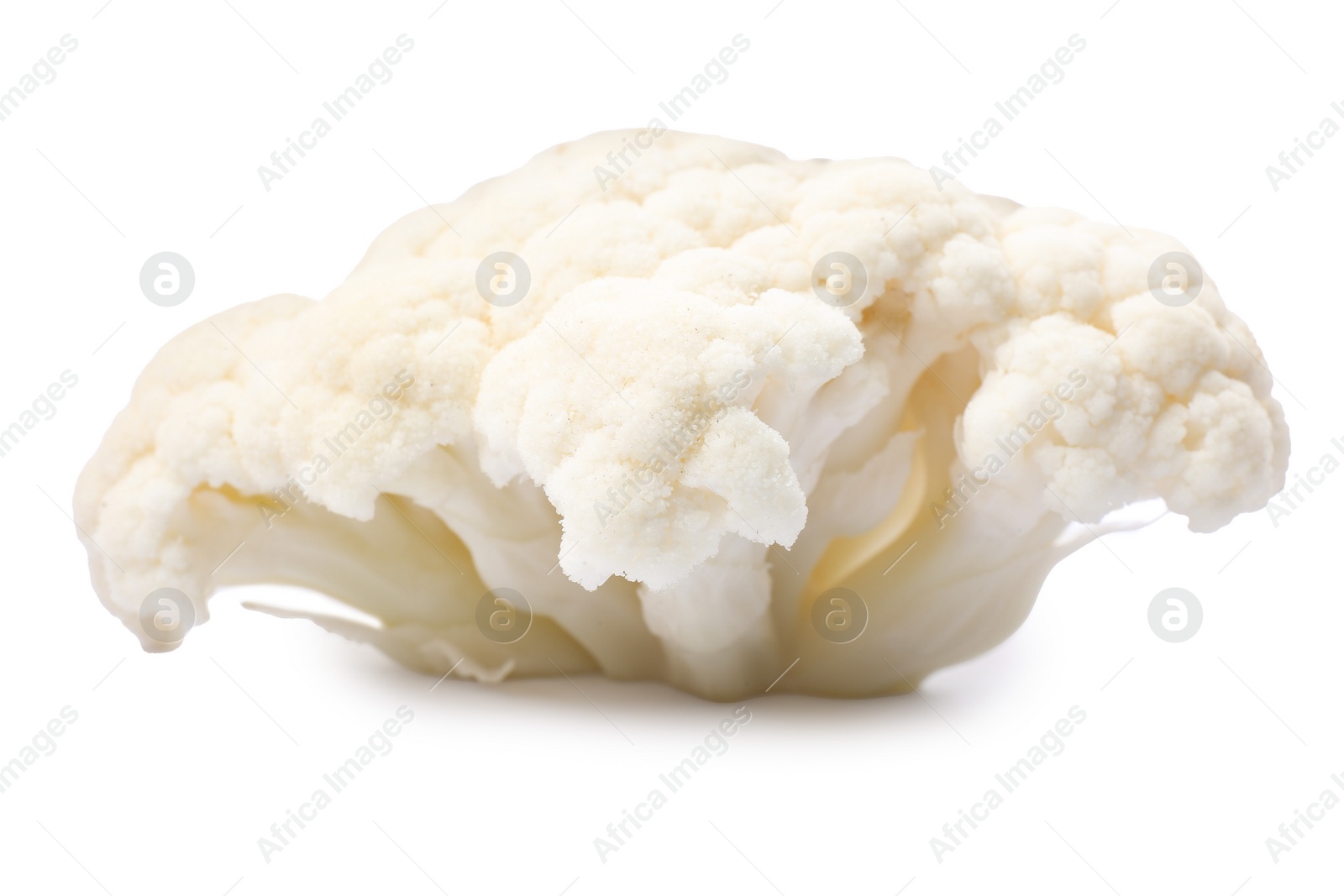 Photo of Cut fresh raw cauliflower on white background