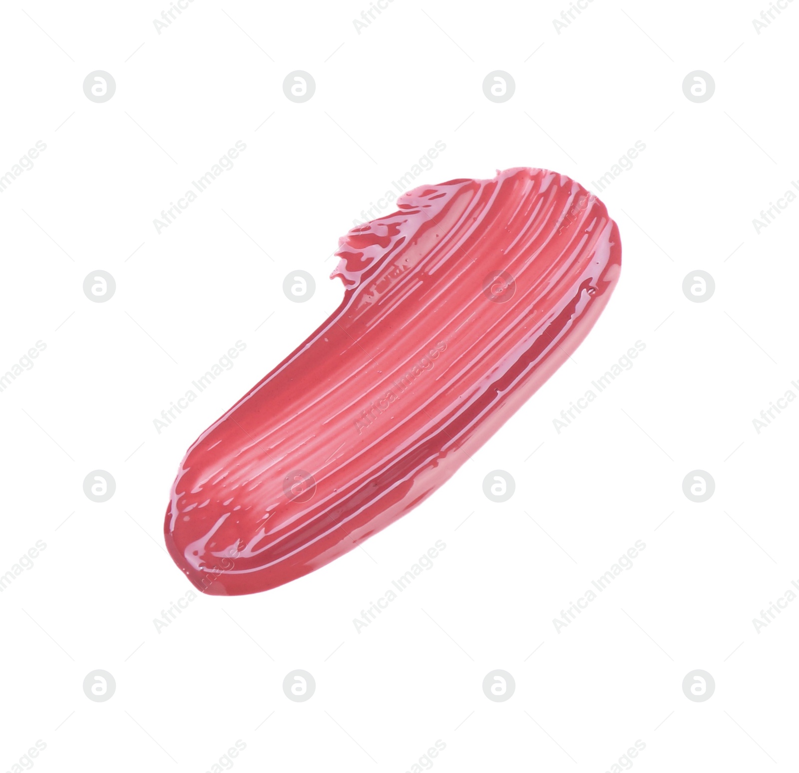 Photo of Stroke of pink lip gloss isolated on white