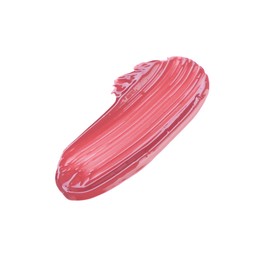 Photo of Stroke of pink lip gloss isolated on white